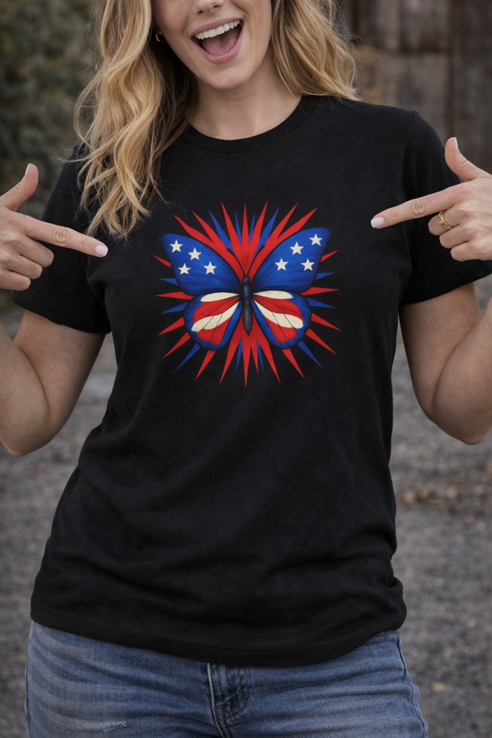 Patriotic Butterfly T-Shirt – American Flag Graphic Tee