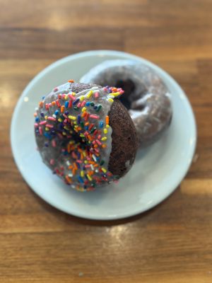 Sprinkled Chocolate Cake Donut - Vanilla Glazed