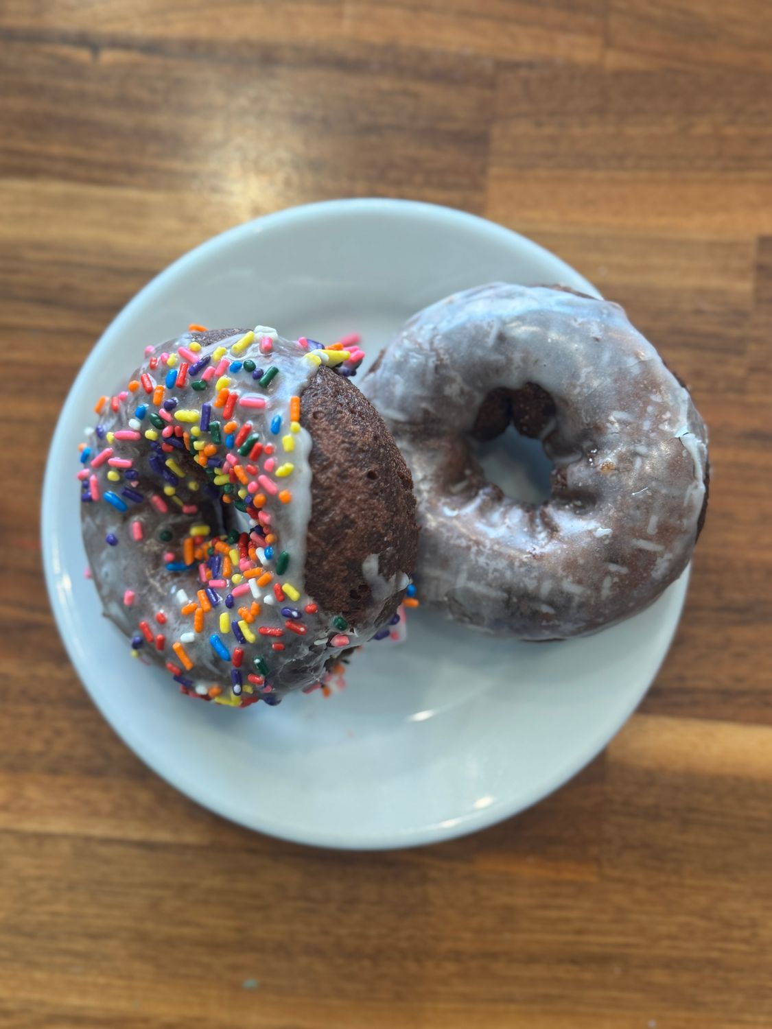 Chocolate Cake Donut - Vanilla Glazed