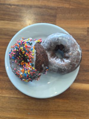 Chocolate Cake Donut - Vanilla Glazed