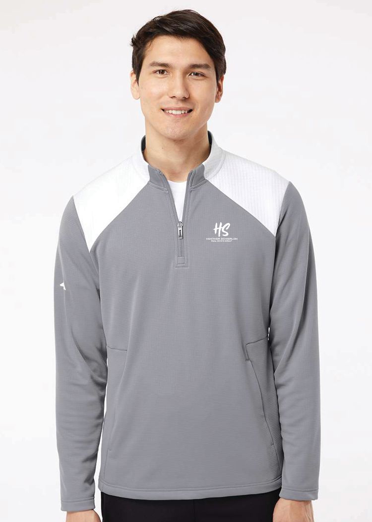 ADIDAS Men&#39;s Textured Mixed Media Quarter-Zip Pullover