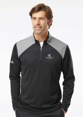 ADIDAS Men's Textured Mixed Media Quarter-Zip Pullover