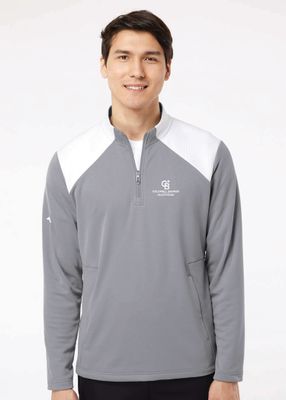 ADIDAS Men's Textured Mixed Media Quarter-Zip Pullover