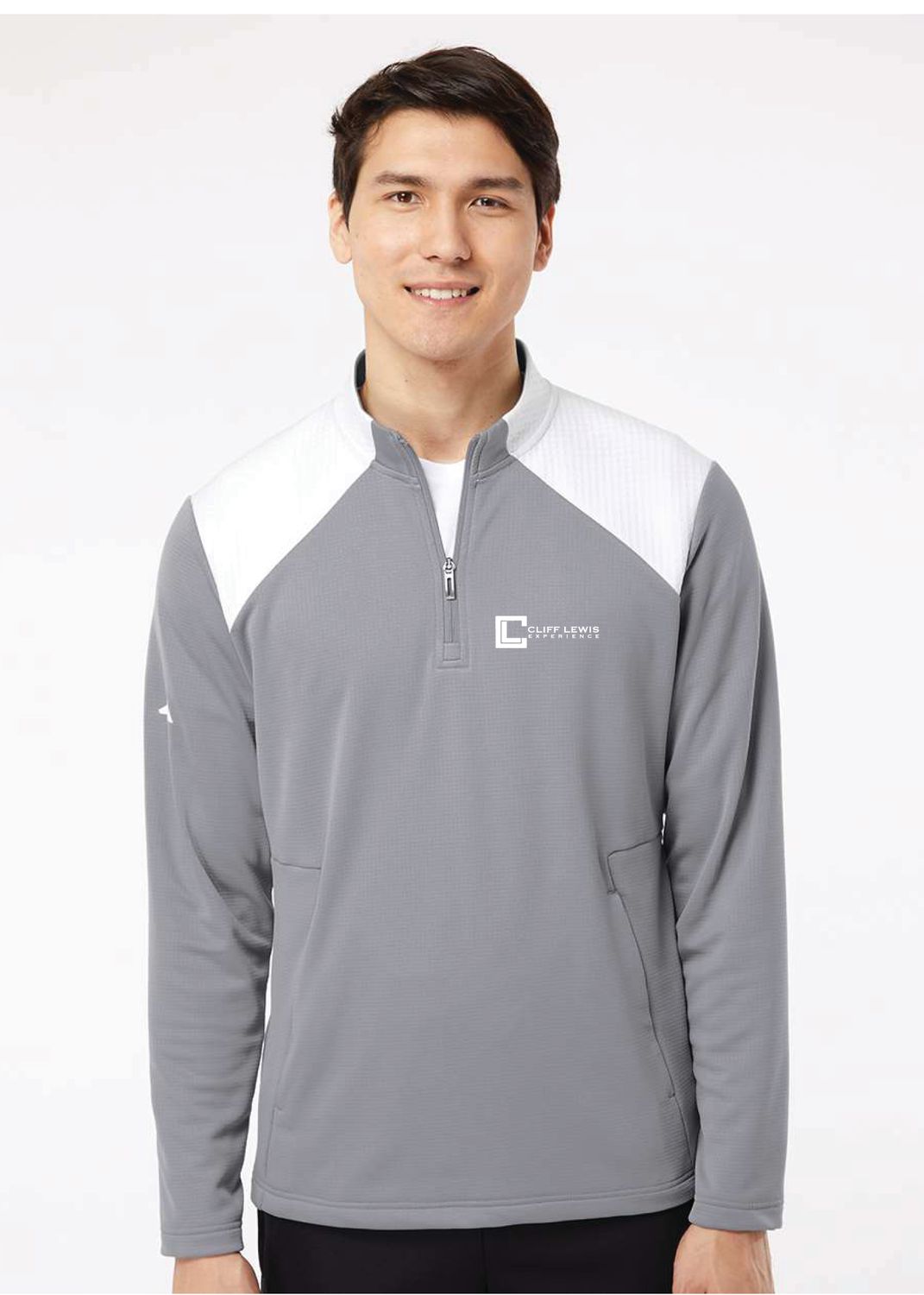 ADIDAS Men's Textured Mixed Media Quarter-Zip Pullover