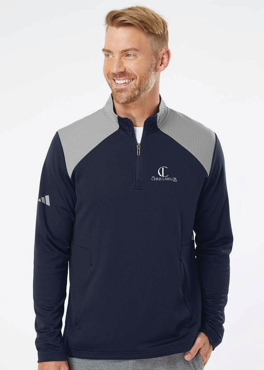 ADIDAS Men's Textured Mixed Media Quarter-Zip Pullover