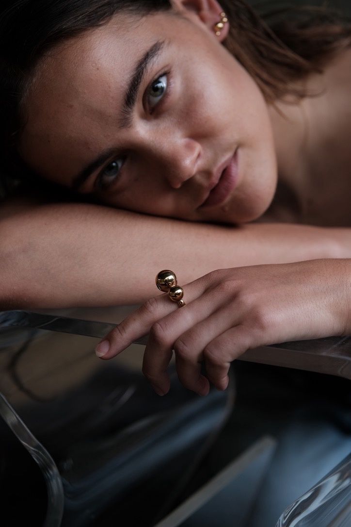 Dot duo ring gold plated