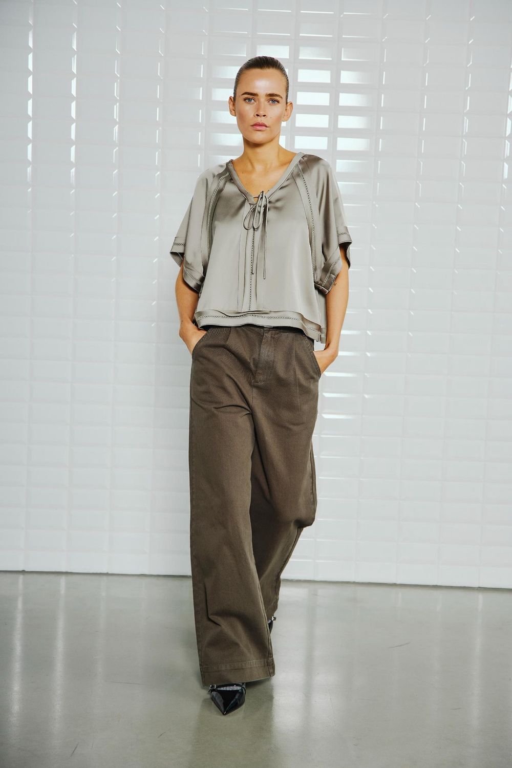 Steffi wide pants - Midnight Green