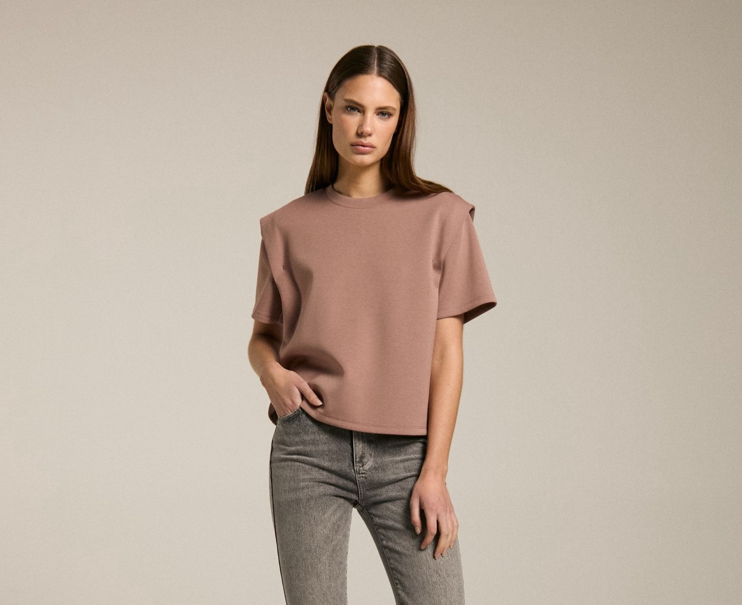 Top with shoulder detail - Warm pink