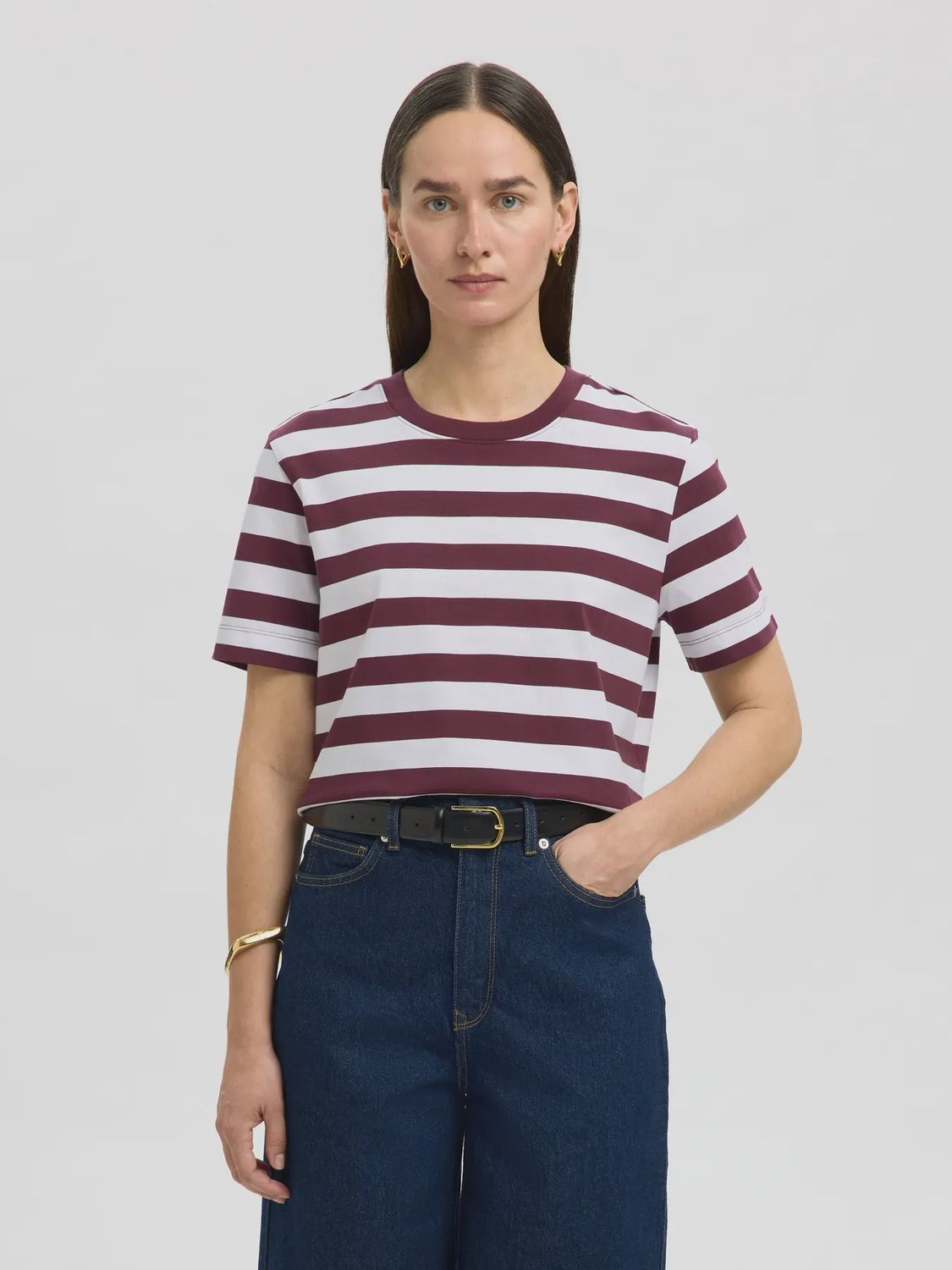 SLFessential box Tee - Striped