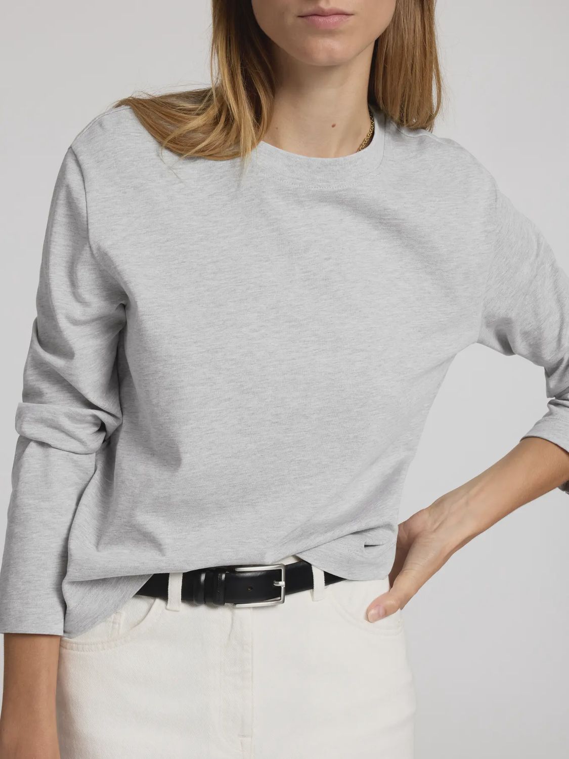 SLFessential Long Sleeve - Light grey melange