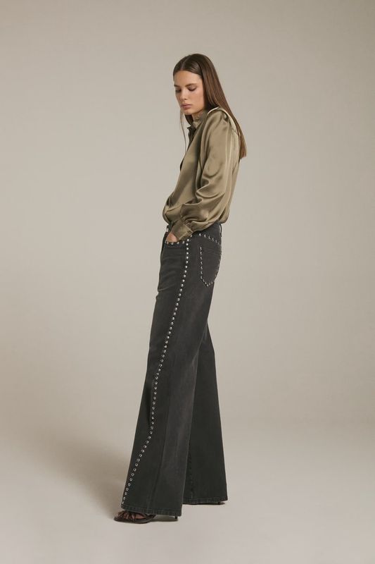 Palazzo Jeans With Studs
