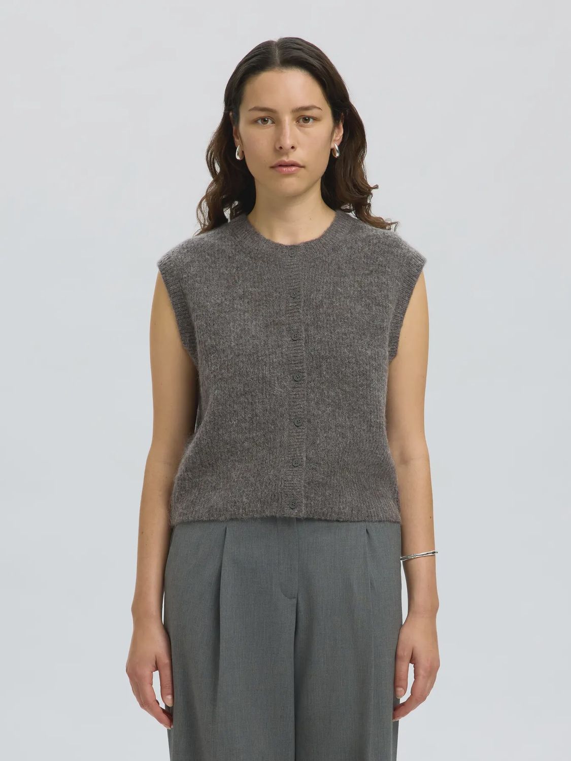 SLFlulu button o-neck vest - Grey