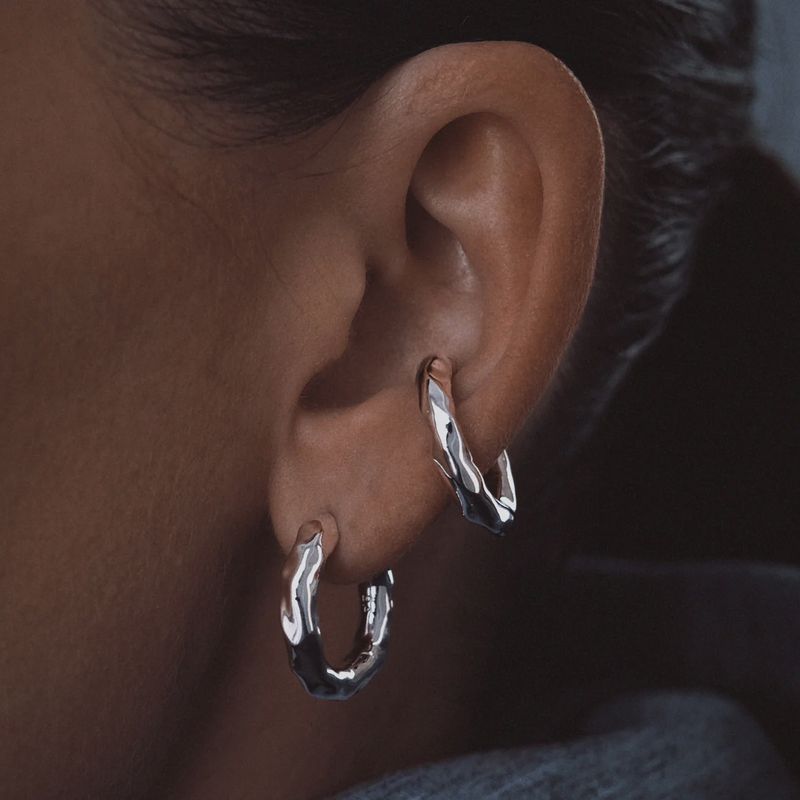 Kos molten earring - Silver