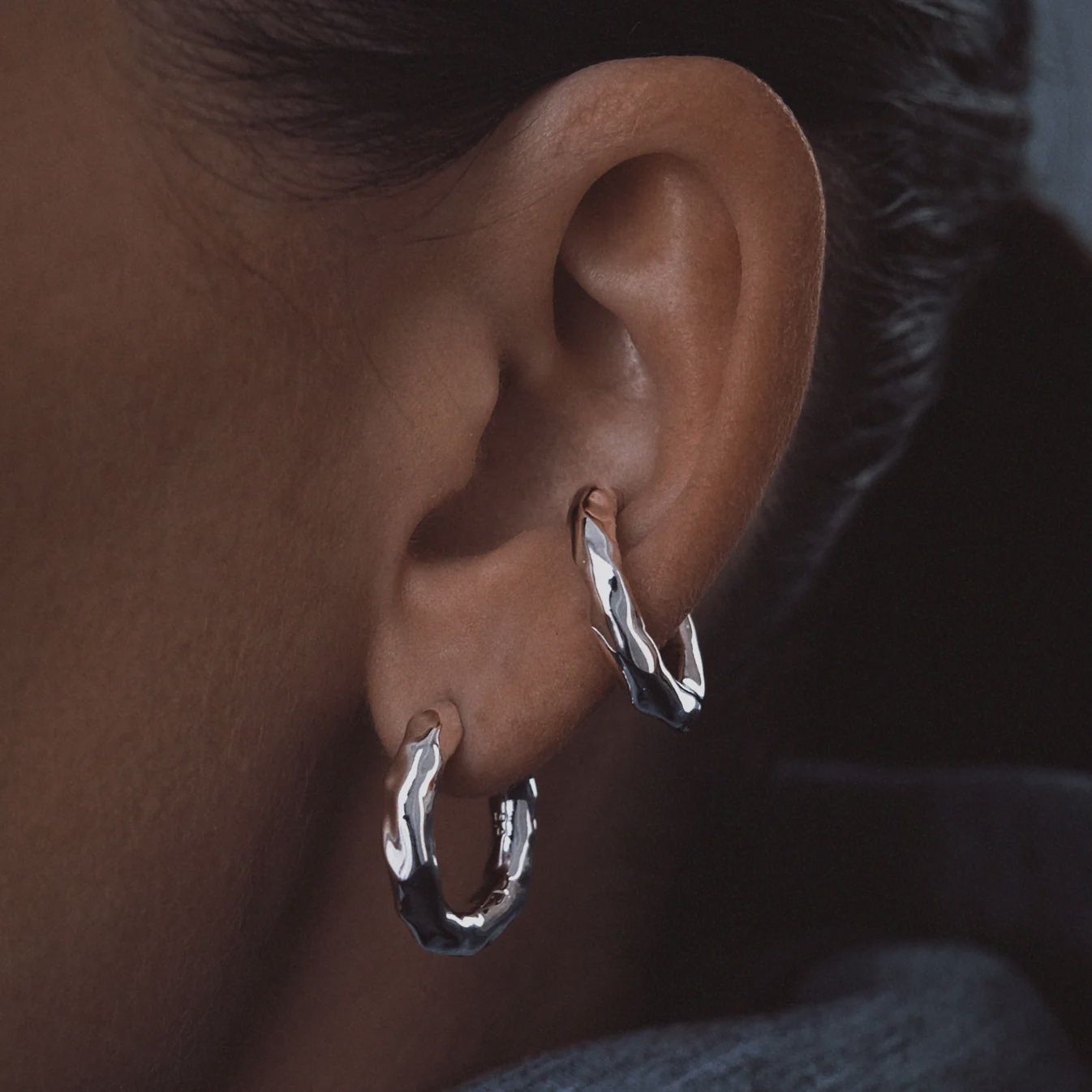 Kos molten earring - Silver