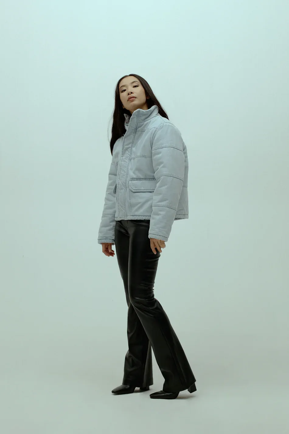 Vegan leather straight trouser