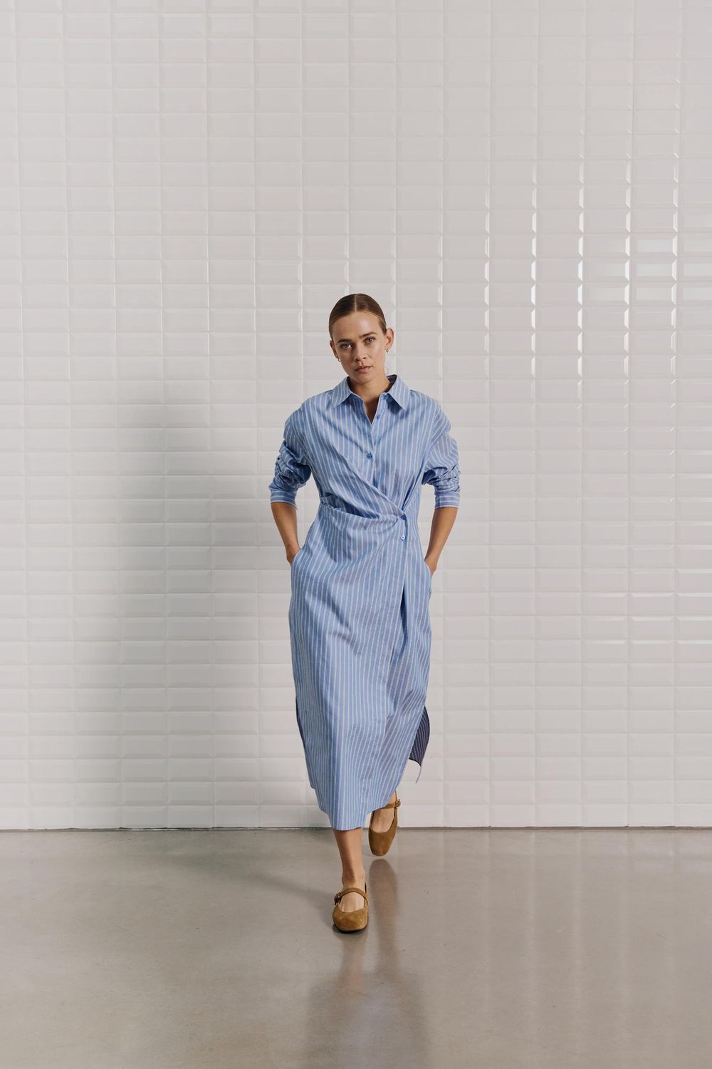 Mesa striped midi dress