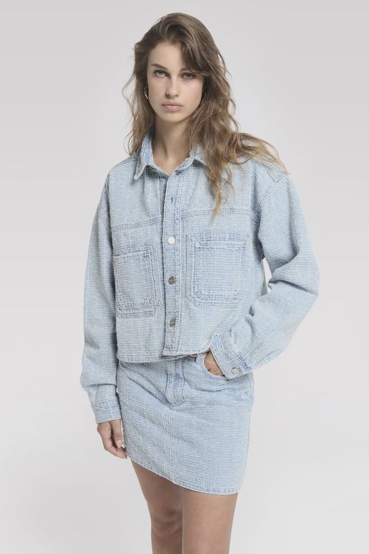 Mini Skirt With Allover Distressed