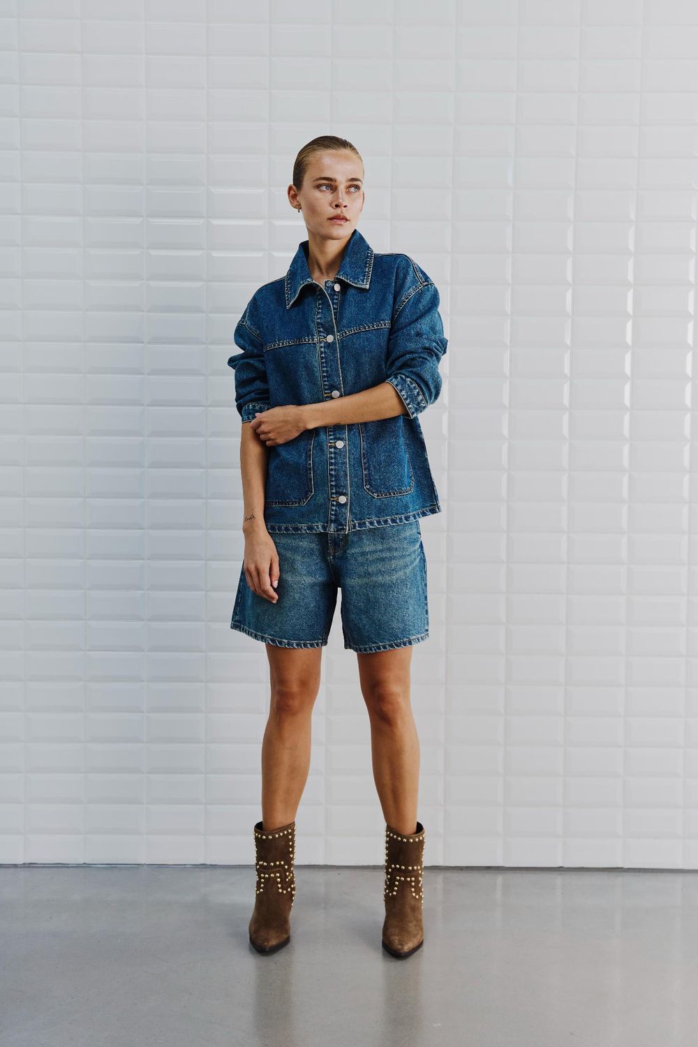 Karolina blue denim shorts - True blue