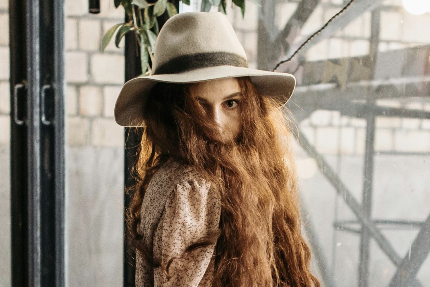 Large brim fedora hat