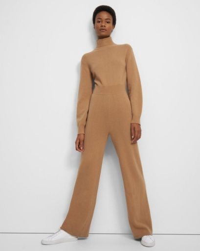 Cashmere Turtleneck Jumpsuit, Colour: CAMEL, Size: XS