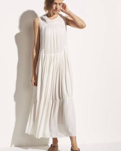 Shirred Sleeveless Midi Dress