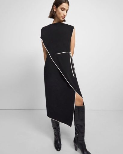 DRAPED DRESS IN CREPE, Colour: BLACK, Size: 00