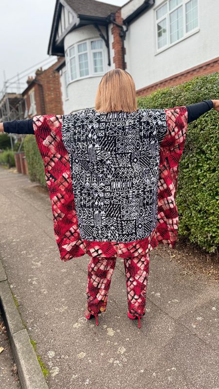 Two Piece Adire kimono top and trouser Set outfit