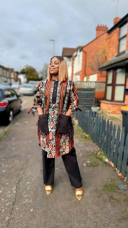 Two Piece Adire top and trouser Set outfit