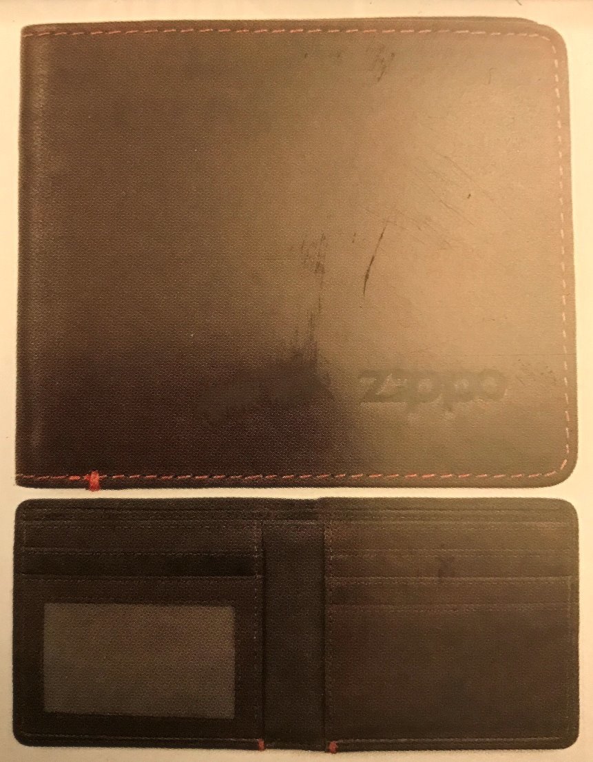 Zippo leather and canvas wallet Mocca and Grey