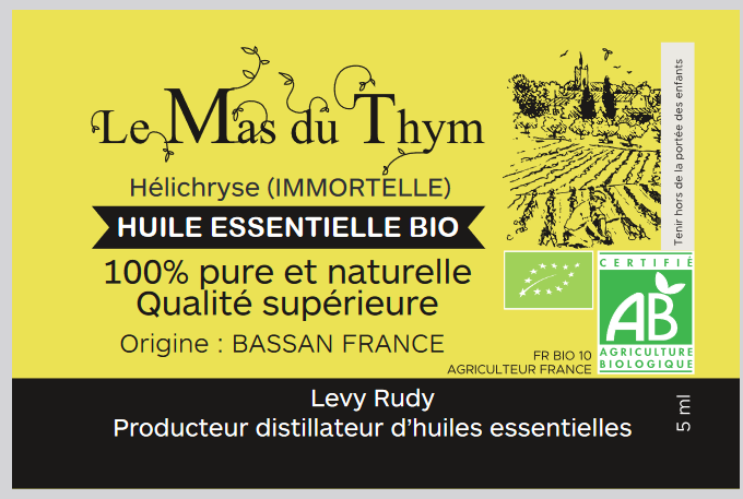 Huile essentielle d’hélichryse italienne (Immortelle)  Bio  5ML
(FRANCE)