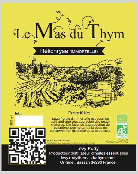 Eau Florale d'Hélichryse Bio 200ml avec spray (FRANCE)