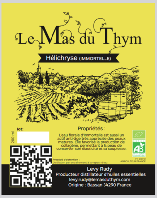 Eau Florale d&#39;Hélichryse Bio 200ml avec spray (FRANCE)