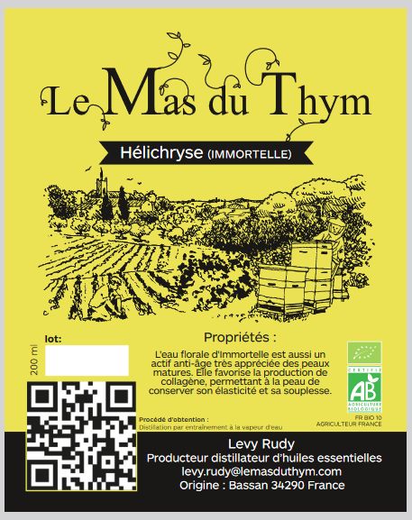 Eau Florale d'Hélichryse Bio 200ml avec spray (FRANCE)