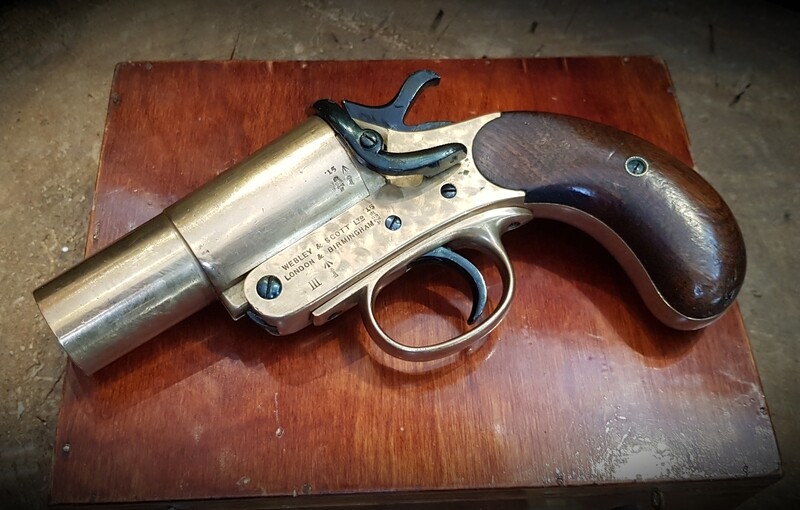 WW1 Webley & Scott 1 inch Brass Very Flare Pistol