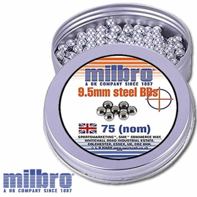 Milbro 9.5mm Steel Catapult Ammunition - Pack of 75