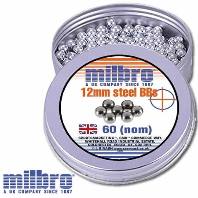 Milbro 12mm Steel Catapult Ammunition - Pack of 60