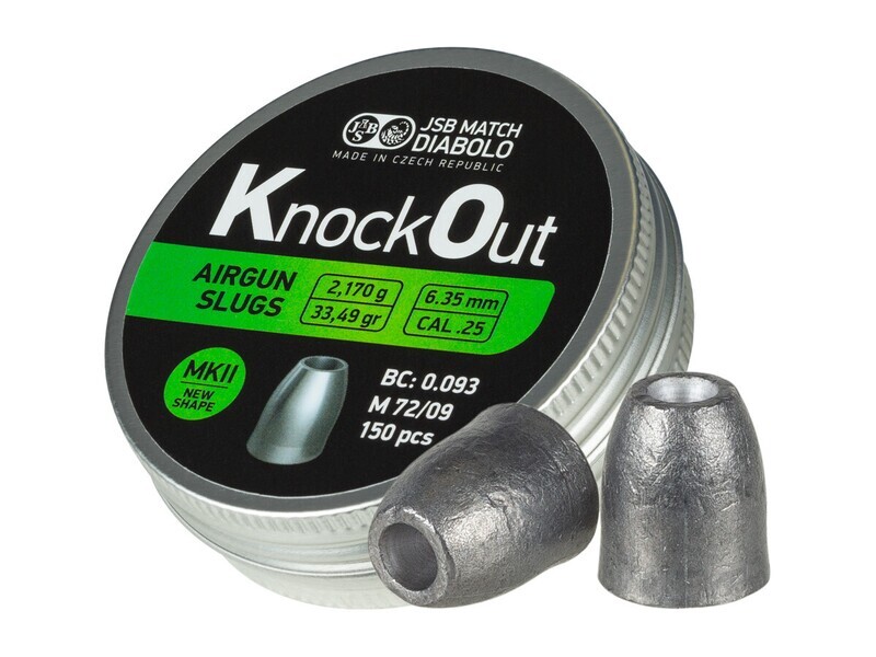 JSB KnockOut MK2 Airgun Slugs .25 Tin - 150