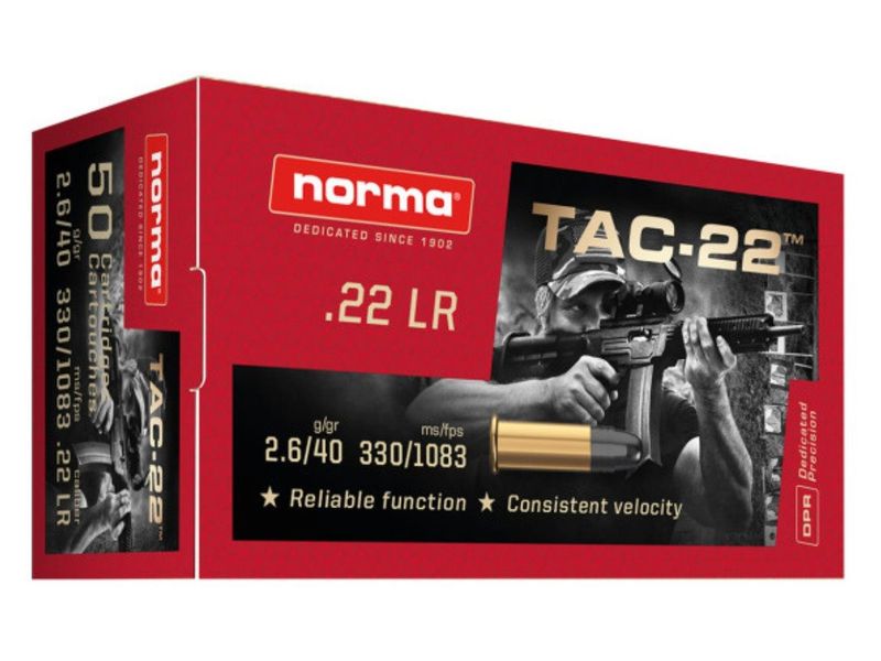 Norma TAC22 40gr Solid .22LR Per 50