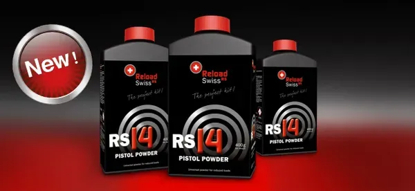 Reload Swiss RS14 Rifle & Pistol Propellant Powder - Minimal bulk density, low energy content and high vivacity, for reduced loads.