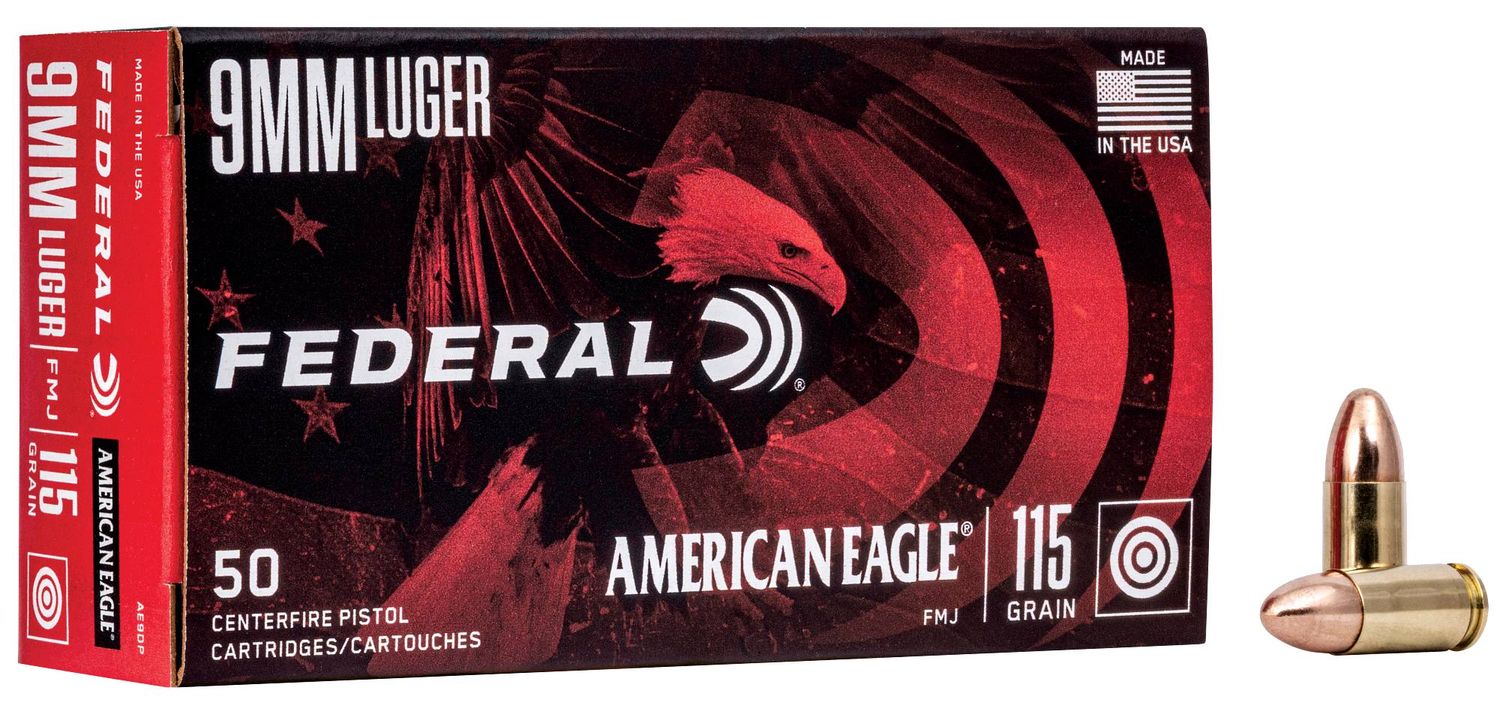 Federal American Eagle 9mm Luger 115gr FMJ Per 50