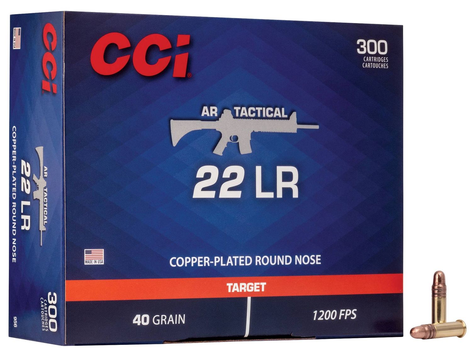 CCI AR Tactical .22LR Copper Plated Round Nose (per 300)