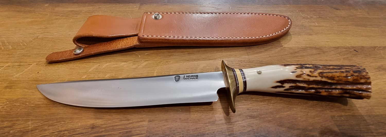 S/H J Behring Custom Handmade Stag Hunting Knife