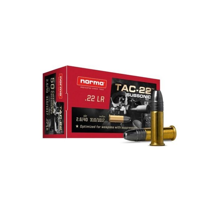Norma TAC22 Subsonic 40gr HP .22LR Per 50