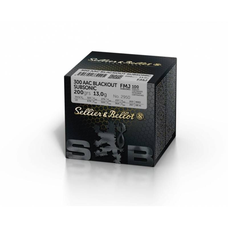 Sellier & Bellot .300 Blackout 200gr FMJ Subsonic Ammo — 100 Rounds