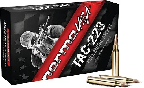 Norma TAC - 223 Rem 55gr FMJ Ammuntion Box of 20 Rounds