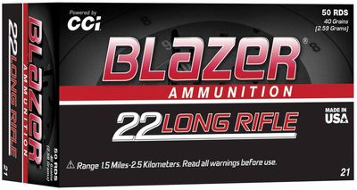 CCI Blazer .22LR 40 Grain HV Solid Per 50