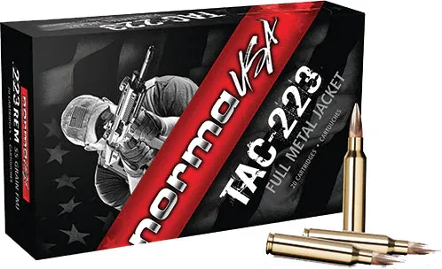 Norma TAC - 223 Rem 55gr FMJ Ammuntion Box of 20 Rounds Norma TAC - 223 Rem 55gr FMJ Ammuntion Box of 20 Rounds