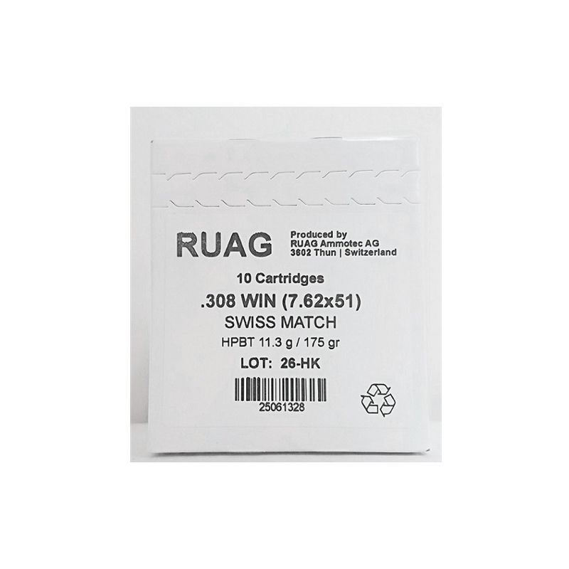 RUAG Swiss P Match .308 175gr x 10 Rounds