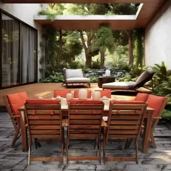 Solid Wood Patio 10 seater Table with Platinum Chairs