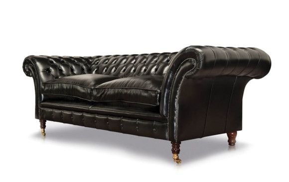 London Chesterfield 1 seater Couch in Full Leather